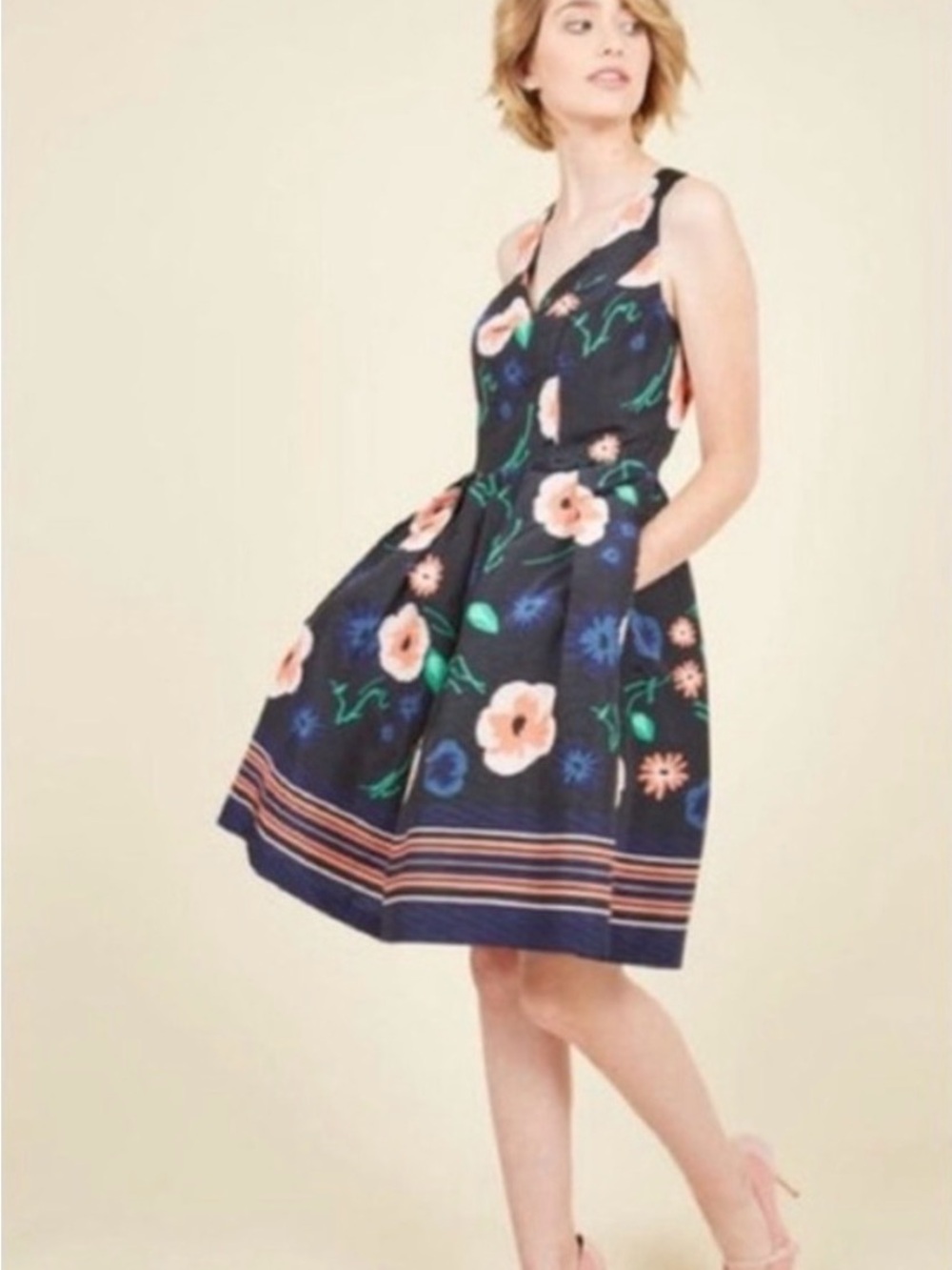 Modcloth Lovin’ The Dream Floral Navy A-Line Dress